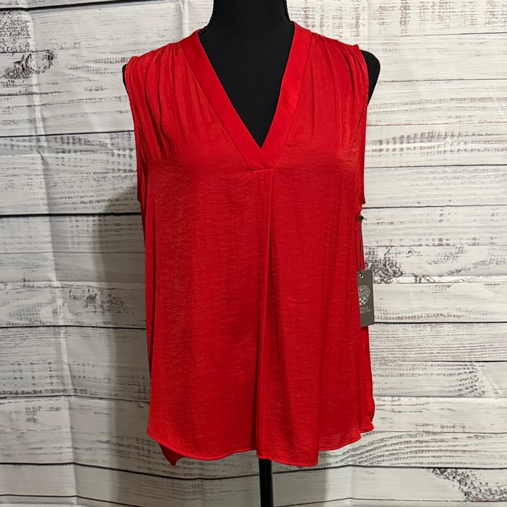Vince Camuto Vibrant Red V-Neck Blouse